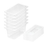 1-SOGA 150mm Clear Gastronorm GN Pan 1/3 Food Tray Storage Bundle of 6 with Lid
