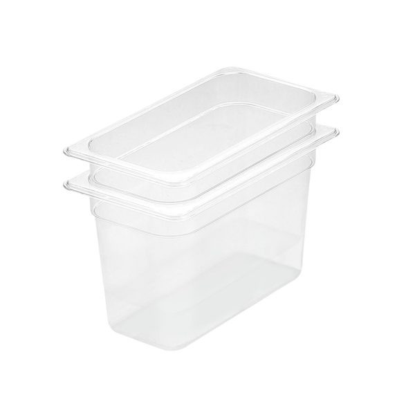 1-SOGA 200mm Clear Gastronorm GN Pan 1/3 Food Tray Storage Bundle of 2