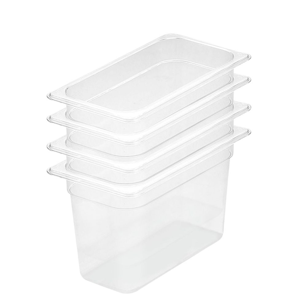 1-SOGA 200mm Clear Gastronorm GN Pan 1/3 Food Tray Storage Bundle of 4