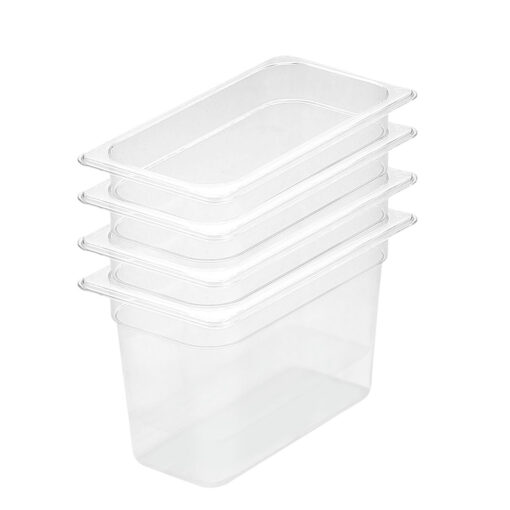1-SOGA 200mm Clear Gastronorm GN Pan 1/3 Food Tray Storage Bundle of 4