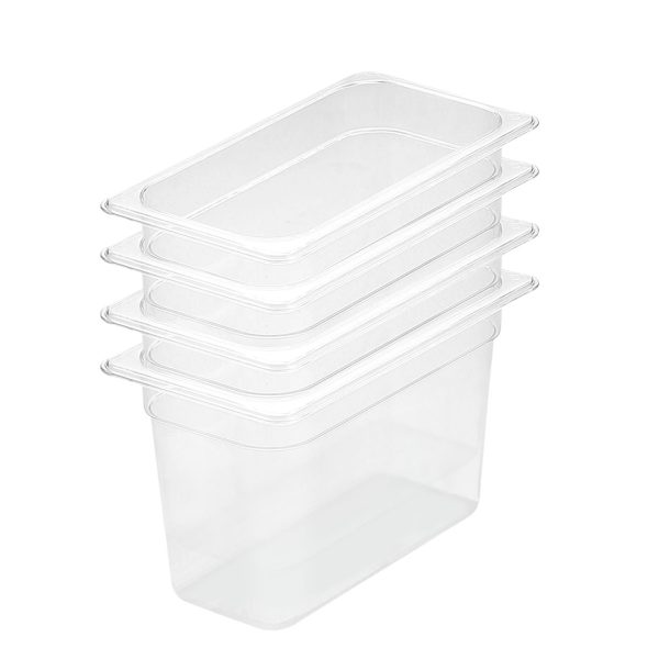 1-SOGA 200mm Clear Gastronorm GN Pan 1/3 Food Tray Storage Bundle of 4