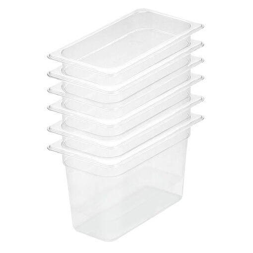 1-SOGA 200mm Clear Gastronorm GN Pan 1/3 Food Tray Storage Bundle of 6