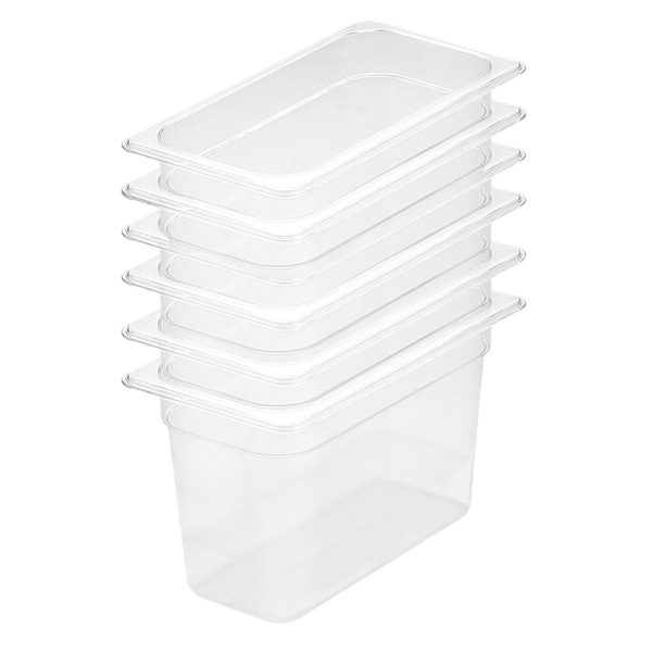 1-SOGA 200mm Clear Gastronorm GN Pan 1/3 Food Tray Storage Bundle of 6