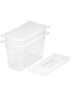 1-SOGA 200mm Clear Gastronorm GN Pan 1/3 Food Tray Storage Bundle of 2 with Lid