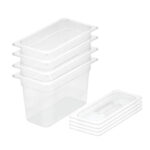 1-SOGA 200mm Clear Gastronorm GN Pan 1/3 Food Tray Storage Bundle of 4 with Lid