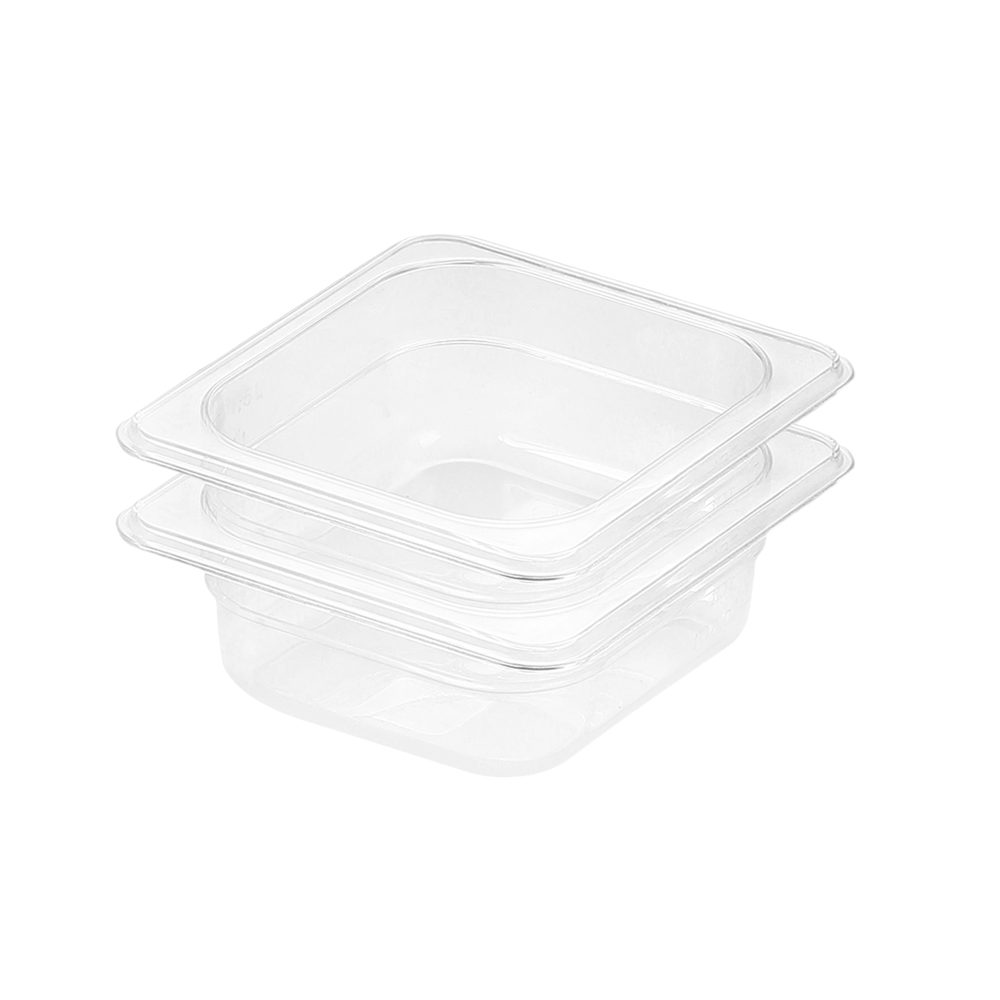 1-SOGA 65mm Clear Gastronorm GN Pan 1/6 Food Tray Storage Bundle of 2