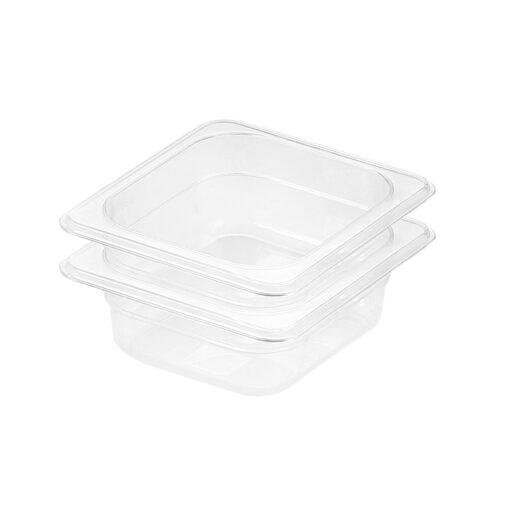 1-SOGA 65mm Clear Gastronorm GN Pan 1/6 Food Tray Storage Bundle of 2