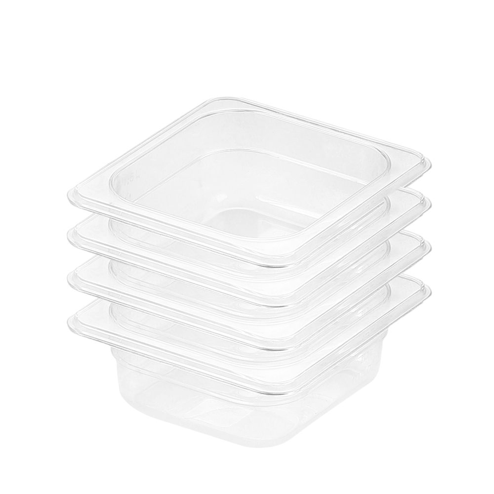 1-SOGA 65mm Clear Gastronorm GN Pan 1/6 Food Tray Storage Bundle of 4