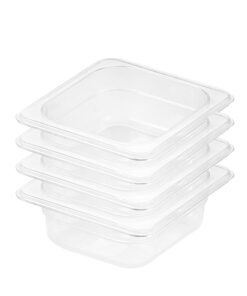 1-SOGA 65mm Clear Gastronorm GN Pan 1/6 Food Tray Storage Bundle of 4