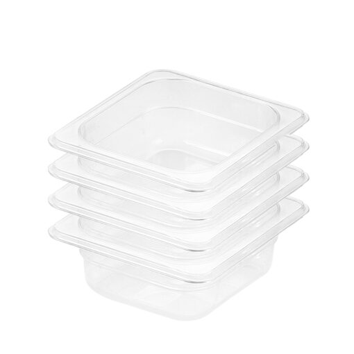 1-SOGA 65mm Clear Gastronorm GN Pan 1/6 Food Tray Storage Bundle of 4