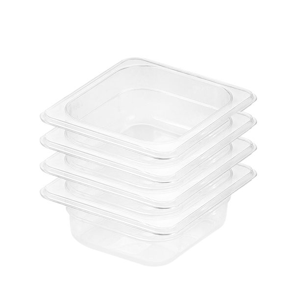 1-SOGA 65mm Clear Gastronorm GN Pan 1/6 Food Tray Storage Bundle of 4