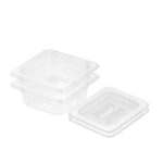 1-SOGA 65mm Clear Gastronorm GN Pan 1/6 Food Tray Storage Bundle of 2 with Lid