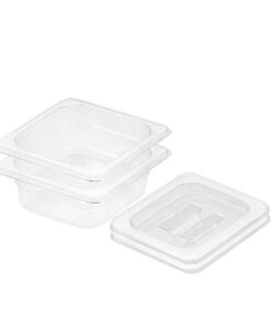 1-SOGA 65mm Clear Gastronorm GN Pan 1/6 Food Tray Storage Bundle of 2 with Lid