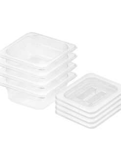 1-SOGA 65mm Clear Gastronorm GN Pan 1/6 Food Tray Storage Bundle of 4 with Lid