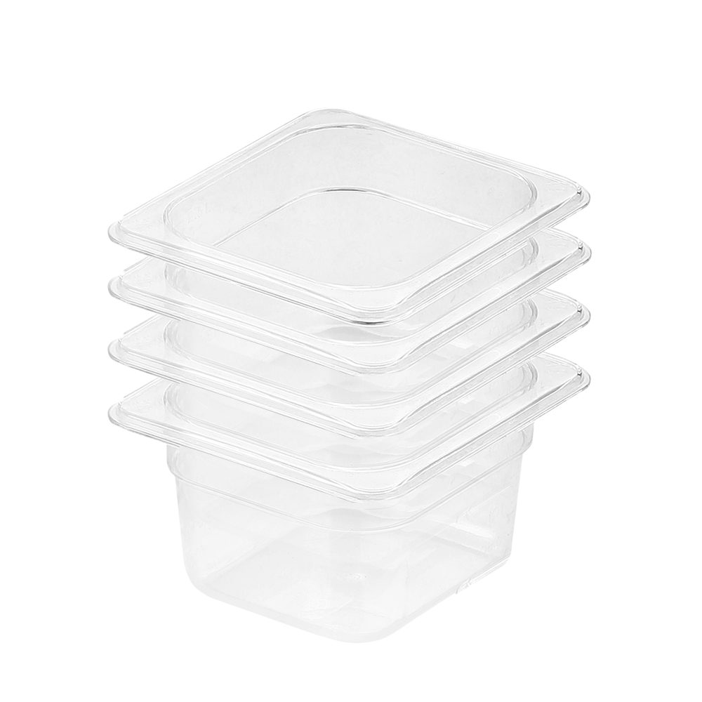 1-SOGA 100mm Clear Gastronorm GN Pan 1/6 Food Tray Storage Bundle of 4