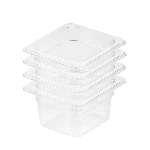 1-SOGA 100mm Clear Gastronorm GN Pan 1/6 Food Tray Storage Bundle of 4