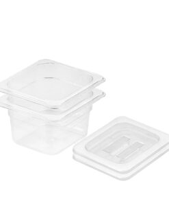 1-SOGA 100mm Clear Gastronorm GN Pan 1/6 Food Tray Storage Bundle of 2 with Lid
