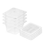 1-SOGA 100mm Clear Gastronorm GN Pan 1/6 Food Tray Storage Bundle of 4 with Lid