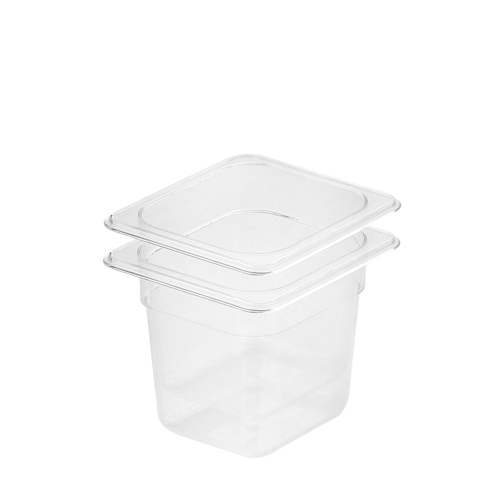 1-SOGA 150mm Clear Gastronorm GN Pan 1/6 Food Tray Storage Bundle of 2