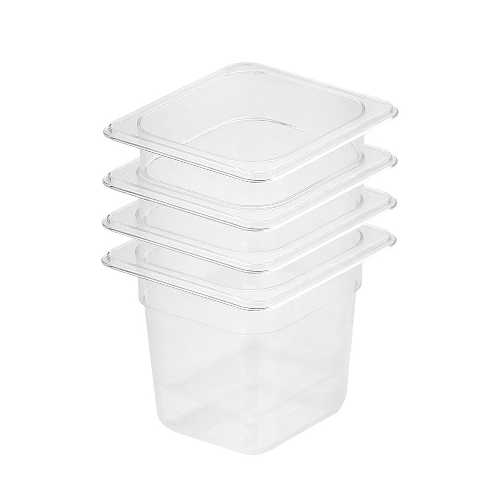 1-SOGA 150mm Clear Gastronorm GN Pan 1/6 Food Tray Storage Bundle of 4