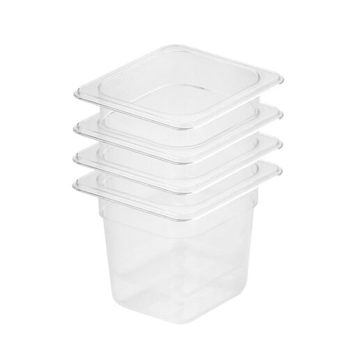 1-SOGA 150mm Clear Gastronorm GN Pan 1/6 Food Tray Storage Bundle of 4