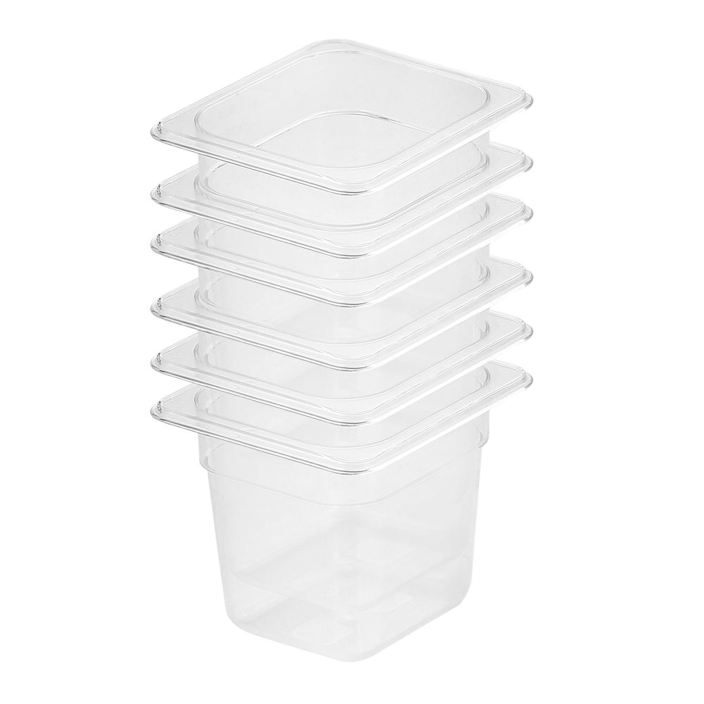1-SOGA 150mm Clear Gastronorm GN Pan 1/6 Food Tray Storage Bundle of 6