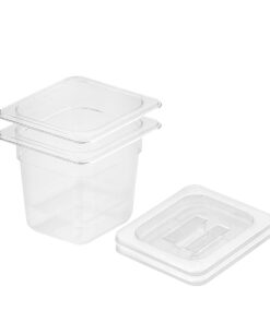 1-SOGA 150mm Clear Gastronorm GN Pan 1/6 Food Tray Storage Bundle of 2 with Lid