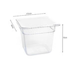 5-SOGA 150mm Clear Gastronorm GN Pan 1/6 Food Tray Storage Bundle of 2 with Lid