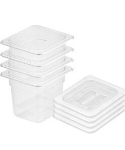 1-SOGA 150mm Clear Gastronorm GN Pan 1/6 Food Tray Storage Bundle of 4 with Lid