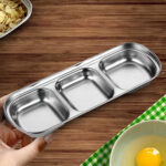 2-SOGA 20.5cm Silver Sauce Pan with Three Compartments Divided Sauce Dish Kitchen Essential