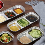 3-SOGA 20.5cm Silver Sauce Pan with Three Compartments Divided Sauce Dish Kitchen Essential