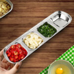 2-SOGA 26cm Silver Sauce Pan with four Compartments Divided Sauce Dish Kitchen Essential