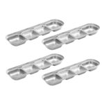 1-SOGA 26cm Silver Sauce Pan with four Compartments Divided Sauce Dish Kitchen Essential