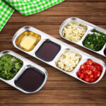 3-SOGA 26cm Silver Sauce Pan with four Compartments Divided Sauce Dish Kitchen Essential