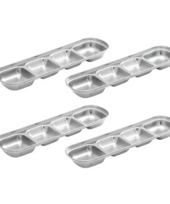 1-SOGA 26cm Silver Sauce Pan with four Compartments Divided Sauce Dish Kitchen Essential