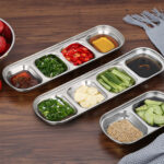 6-SOGA 26cm Silver Sauce Pan with four Compartments Divided Sauce Dish Kitchen Essential
