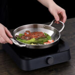 4-Soga 24cm Dry Pot with Natural Color 201 Material Constructed from Stainless Steel Kitchen essential