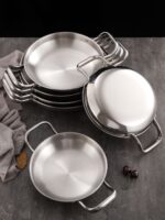 7-Soga 26cm Dry Pot with Natural Color 201 Material Constructed from Stainless Steel Kitchen Essentials