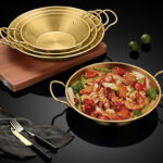 3-Soga 21cm Signature Dry Pot And crafted with 201 Material in Gold for Kitchen Essential