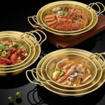 4-Soga 21cm Signature Dry Pot And crafted with 201 Material in Gold for Kitchen Essential