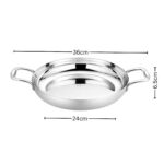 7-Soga 24cm Flat Base Seafood Dry Pot in Elegant Silver Finish with Durable for Kitchen Essential