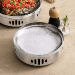 2-SOGA 28cm Hammered Texture Dry Pot in Natural Silver Color