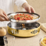 4-SOGA 26cm Dry Pot with Hammered Texture Natural Gold Color Kitchen essential