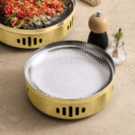 3-SOGA 28cm Dry Pot with Hammered Texture Natural Gold Color Kitchen Essential