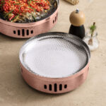 3-SOGA 26cm Rose Pink Hammered Dry Pot An Elegant Rose Pink Finish Kitchen Essential