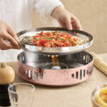 4-SOGA 26cm Rose Pink Hammered Dry Pot An Elegant Rose Pink Finish Kitchen Essential