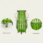 4-SOGA 51cm Green Glass Tall Floor Vase with 12pcs Pink Artificial Fake Flower Set