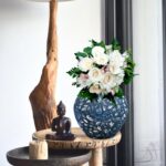 5-SOGA 21x22cm Blue Small Ceramic Flower Vase Elegant Living Room Home Decor