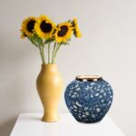 6-SOGA 21x22cm Blue Small Ceramic Flower Vase Elegant Living Room Home Decor