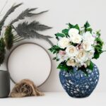 7-SOGA 21x22cm Blue Small Ceramic Flower Vase Elegant Living Room Home Decor